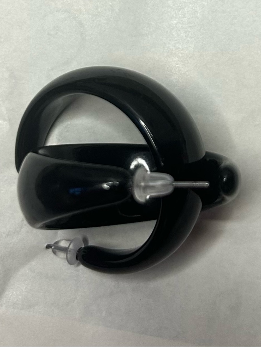Black Twisted Hoop Stud Earrings - Sleek Modern Style